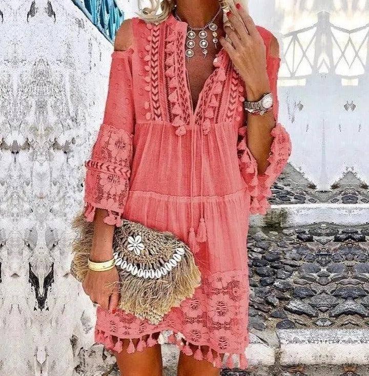 Chic Fringe Long Sleeve Dres-6