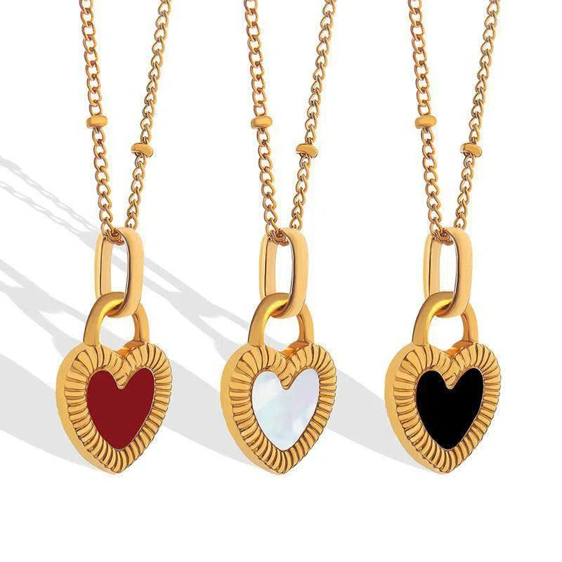 Double-Sided Color Heart-shaped Necklace Ins Style Niche Design Valentine's Day Personalized Love Necklace For Women Jewelry-8