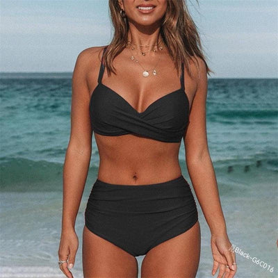 Chic High-Waisted Bikini: Must-Have Beachwear Trend-Black-3