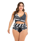 Chic Plus-Size Geometric Bikini for Trendy Beach Style-8829-7