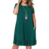 Chic Plus-Size Green Ruffle Dress for Women-1