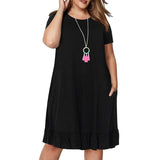 Spring Big size 9XL dress for Fat MM Woman dress Loose solid ruffles plus size women clothing 9xl dress vestidos-black-6