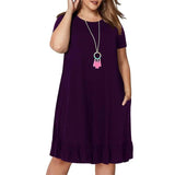 Spring Big size 9XL dress for Fat MM Woman dress Loose solid ruffles plus size women clothing 9xl dress vestidos-deep purple-8