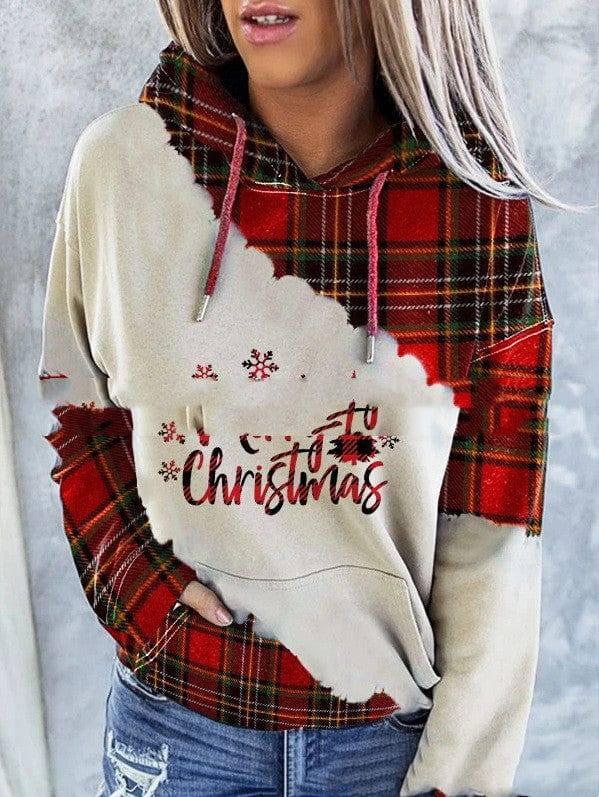 Christmas Print Contrast Sweater Hoodie-Christmas tree-5