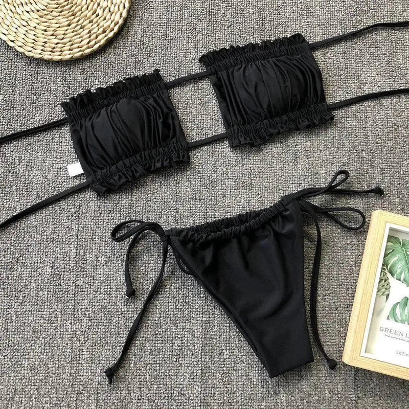 Costa Rica Bandeau Bikini Set-Black-7