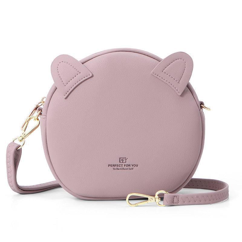 Creative round bag kitten messenger bag-Lotus root pink-7