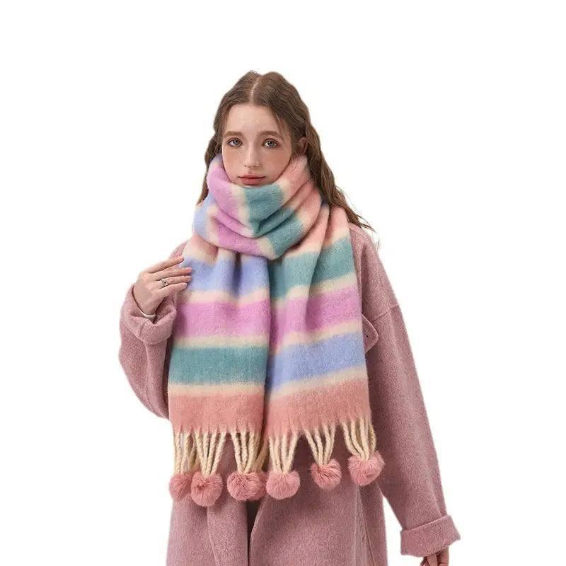 Dopamine Color Striped Shawl Winter-2