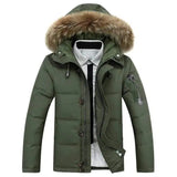 Down jacket men's Korean casual solid color thick down short-Army green-3