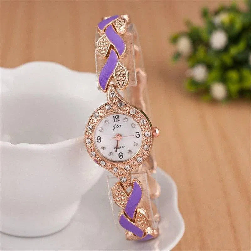 Leaf bracelet quartz wrist watch-10