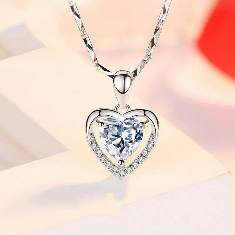 925 Heart-shaped Rhinestones Necklace Luxury Personalized Necklace For Women Jewelry Jewelry Valentine's Day Gift-3