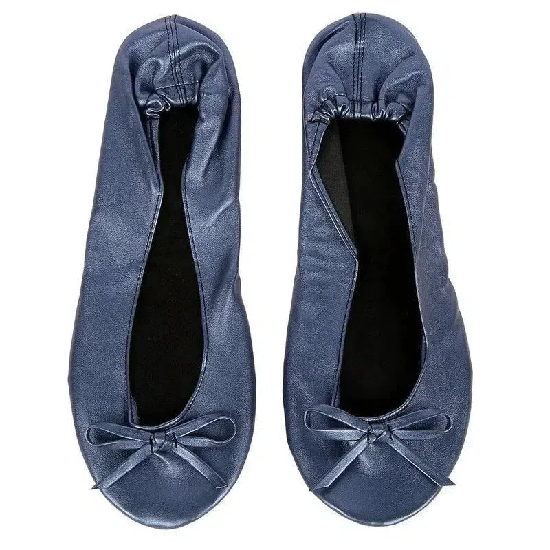 Women Shoes Flats Portable Fold Up Ballerina-Navy-14