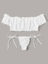 European and American Erotic Lingerie Sexy Women's Strapless-White-1