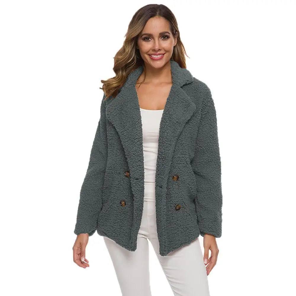 European And American Lamb Fleece Thickened Women's Sweater-Dark Grey-20