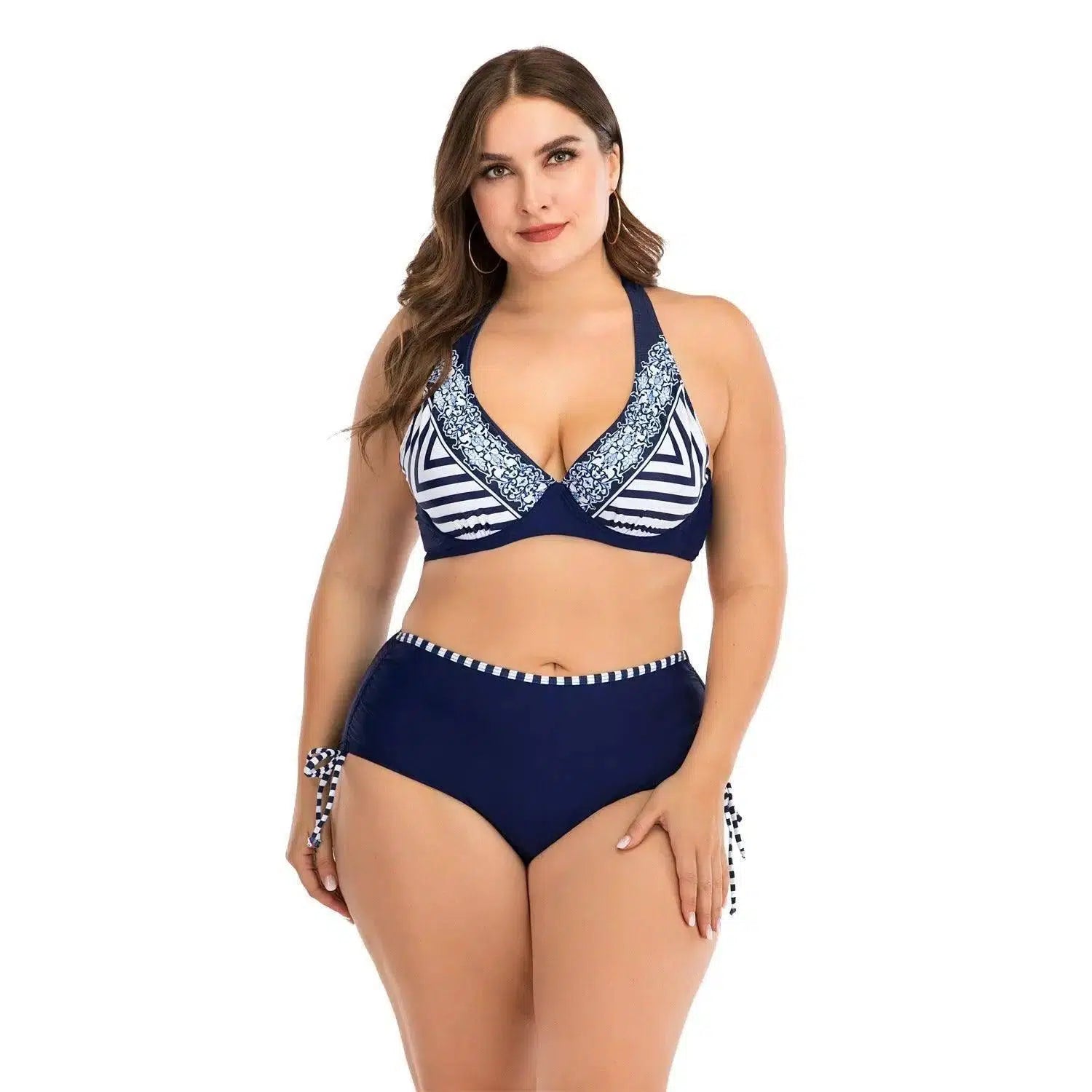 European and American plus size bikini-DarkBlue-2