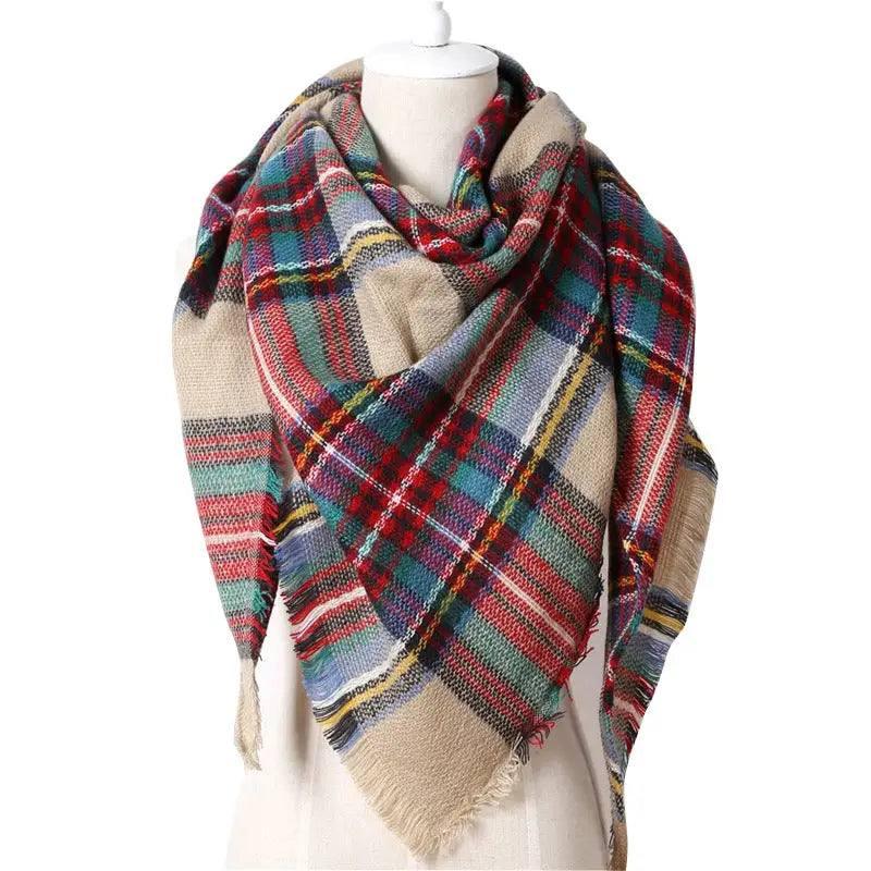 European And American Triangle Cashmere Women's Winter Scarf-4