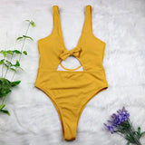 explosions piece solid color hollow sexy swimsuit backless-Yellow-1