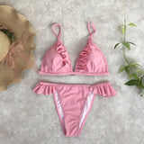 Explosive ruffled bikini-Pink-1