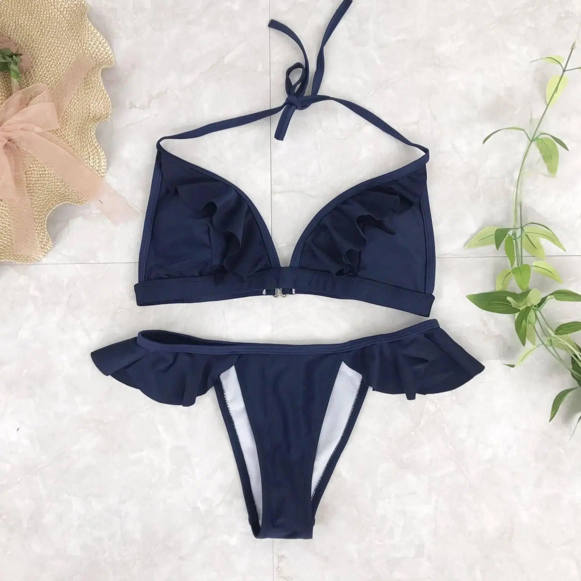 Explosive ruffled bikini-NavyBlue-3