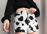 LOVEMI - Fashion cow print slim zipper shorts women's casual pants