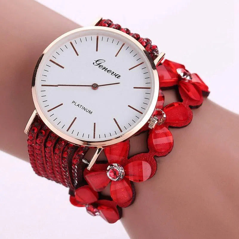 Fashion Geneva Flowers Watches Women Dress Elegant Quartz Bracelet Ladies Watch Crystal Diamond Wrist Watch Gift Reloj Mujer-9