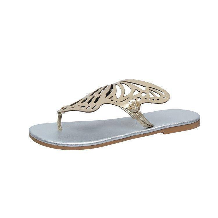 Fashion Hollow Butterfly Flip-Flops Summer Sandals For Women-Silver-6