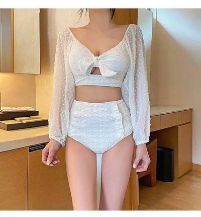 Fashion Lace Long Sleeve Sunscreen Bikini-1