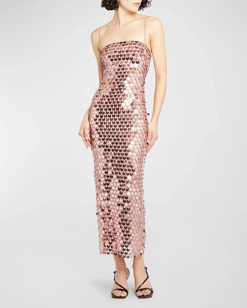 Fashion Lady Sequin Irregular Dress-Champagne-6