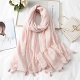 Fashion Tassel Cotton Linen Thin Yarn Scarf-WJ1485-6