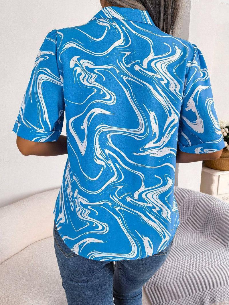 Fashion Tie Dye Printed Short Sleeve Shirt Summer Casual-2