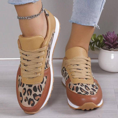 Fashoin Leopard Print Lace-up Sports Shoes For Women Sneakers Casual Running Walking Flat Shoes-5