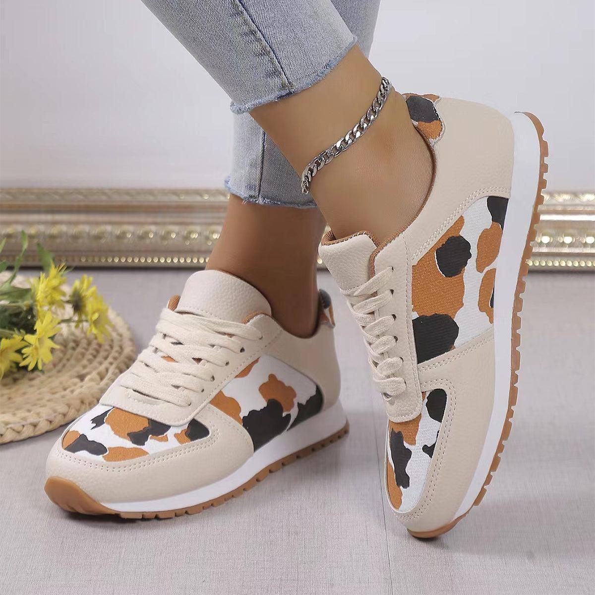 Fashoin Leopard Print Lace-up Sports Shoes For Women-8