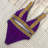 Fast Selling Sexy Triangle Color Matching High Waisted-Purple-9