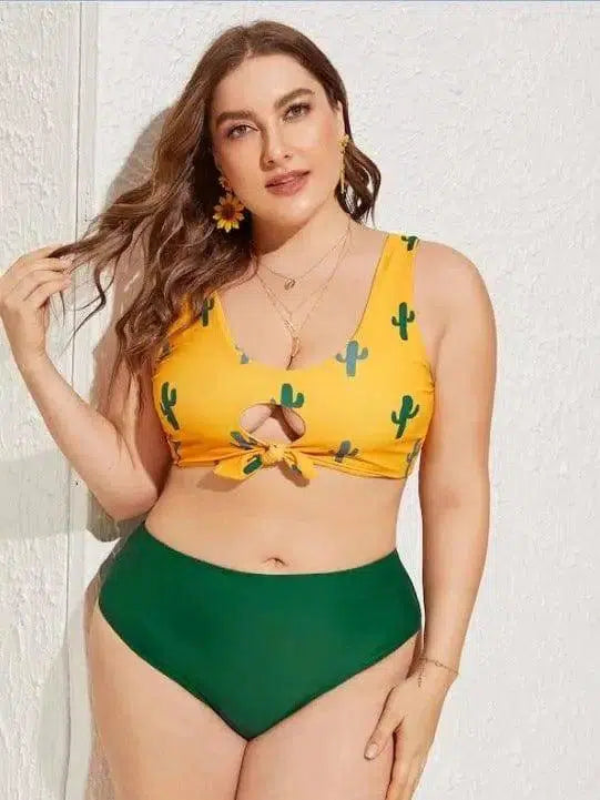 Fat chest tie sexy bikini-Yellow-1