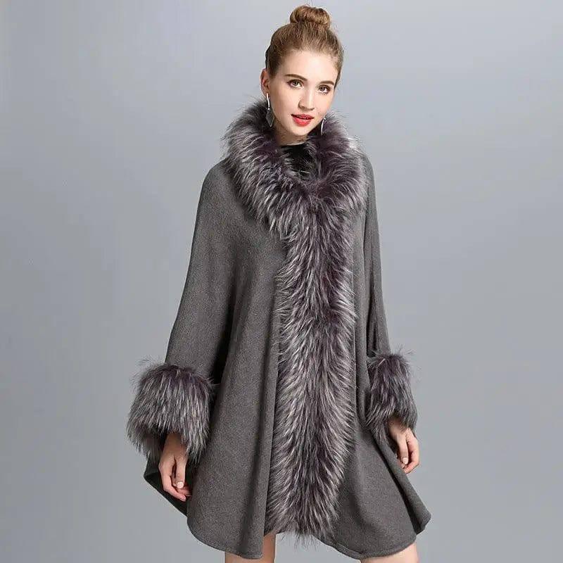 Faux Fur Cape Cape Women's Coat-1