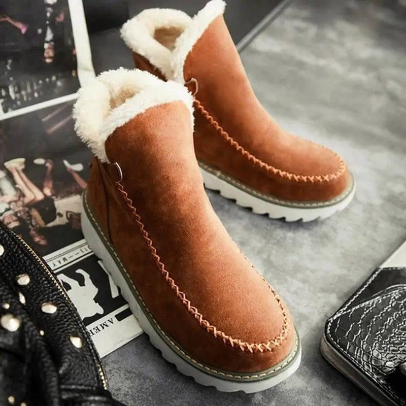 Flats Shoes Women Winter Snow Boots Warm Plush Ankle Booots-9