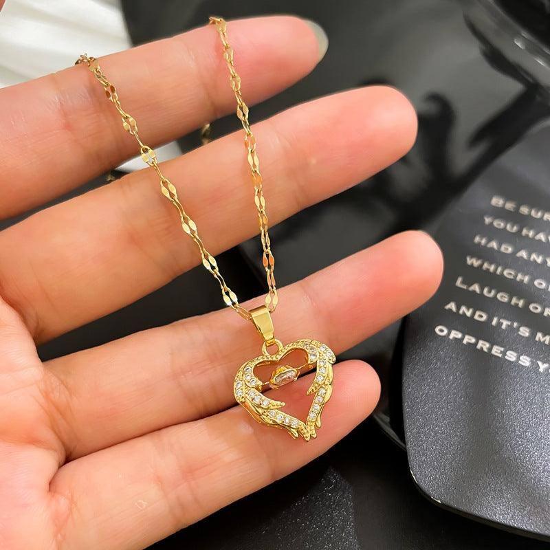 Gold Heart Pendant Necklace: Elegant Jewelry Gift-Copper Pendant-6