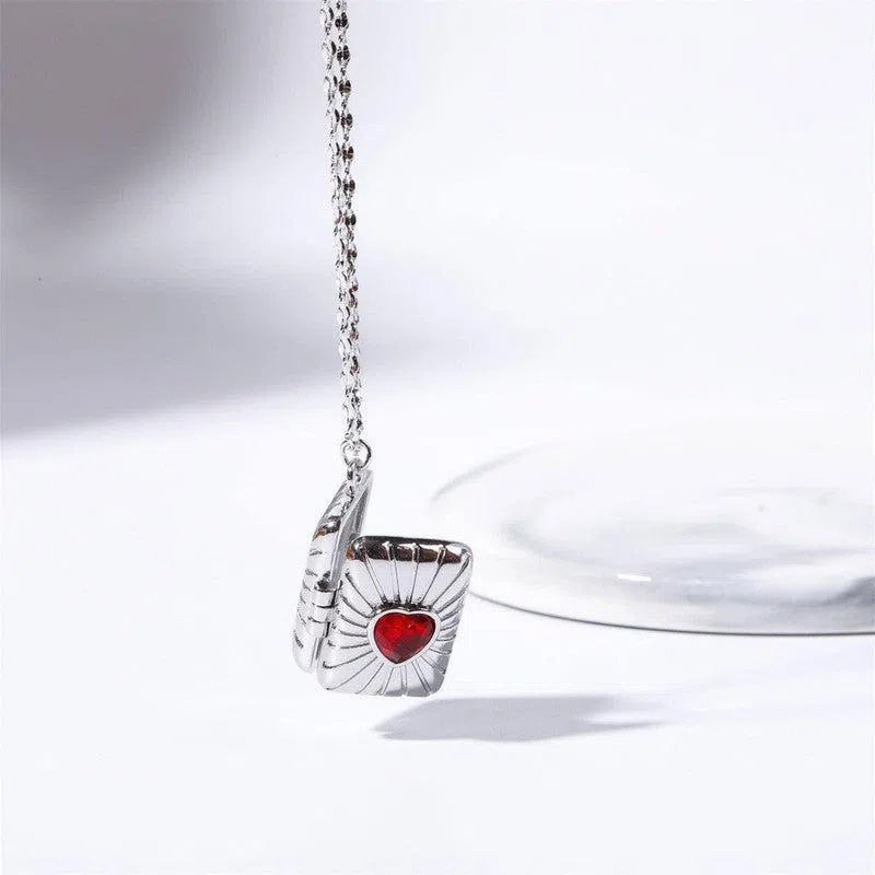 Retro Opening And Closing Love Zircon Album Box Necklace Ins Personalized Necklace Clavicle Chain Jewelry For Women Valentine's Day-9