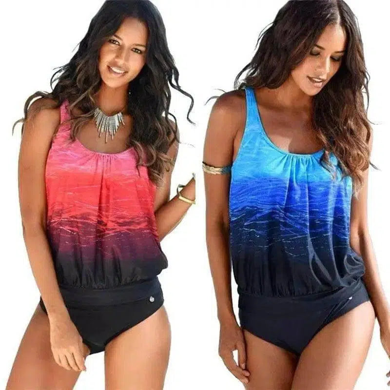 Gradient Swimsuit Ladies European And American Print Bikini-1