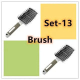 Hairbrush Anti Klit Brushy Haarborstel Women Detangler Hair-Set13-13