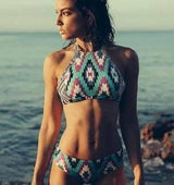 Halt Sexy Patchwork Stitching Print Bikini Set-2