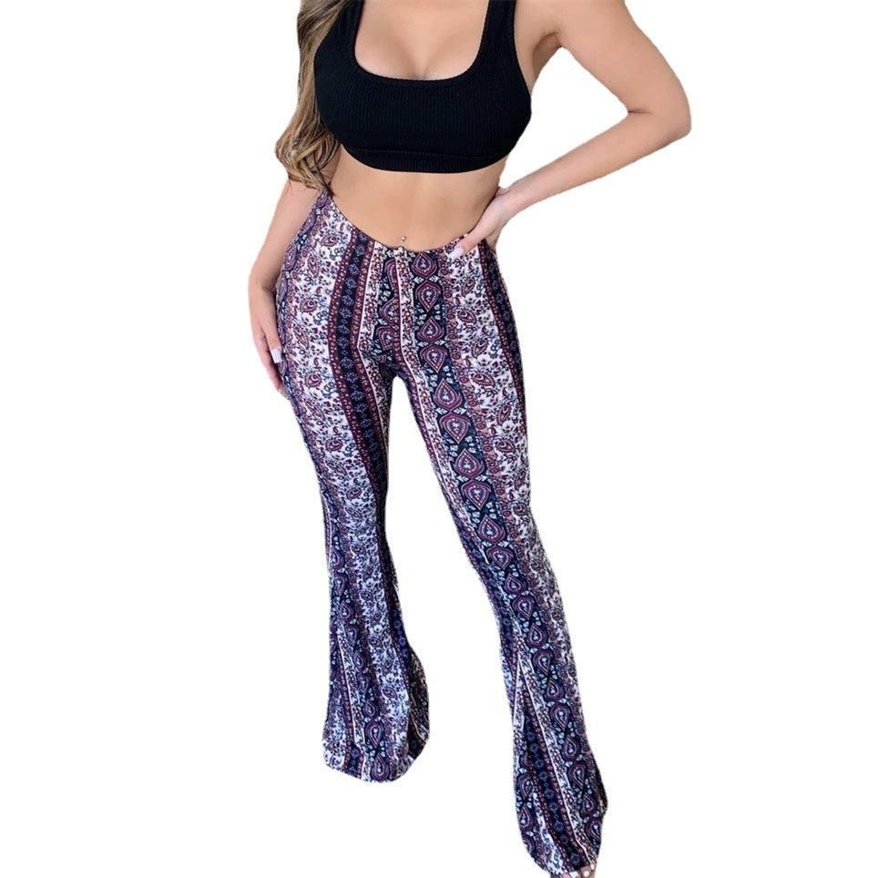 High Elastic Tight Women's Pants Slim Sexy Print Trousers-2