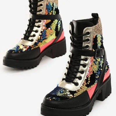 High-Top Sequin Camouflage Shoes Wear-Resistant Rubber Shoes-1