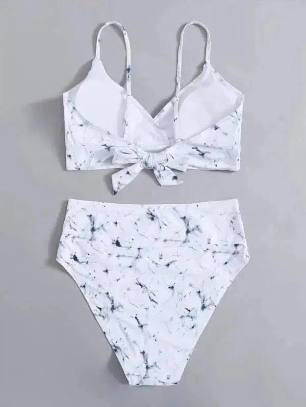 High Waist Solid Color Plus Size Swimsuit Bandage-8