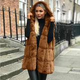 Hooded vest plush jacket-Khaki-2