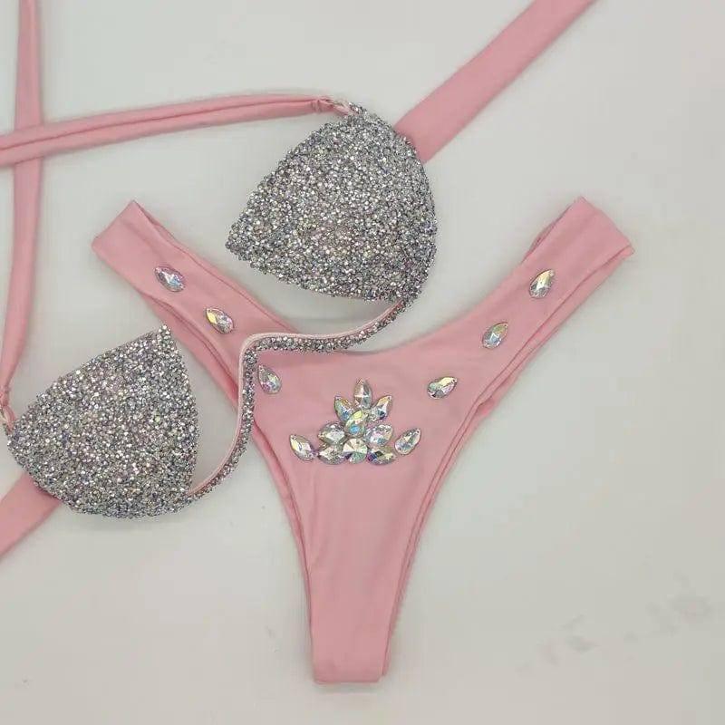 Hot Diamond European And American Swimsuit Bikini-Pink-5