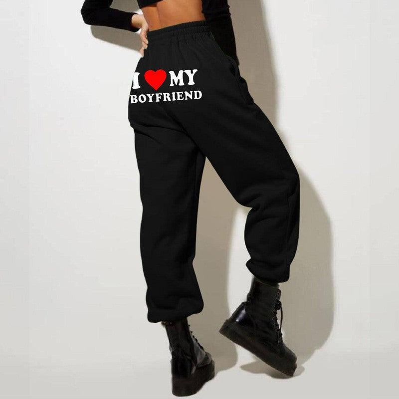 Comfy Love Statement Joggers for Her-Black Back Picture-5