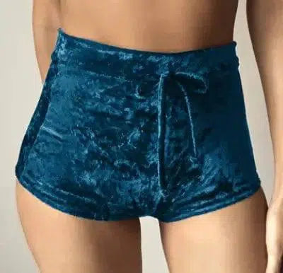 Jasmin Velvet Booty Shorts-Peacockblue-8