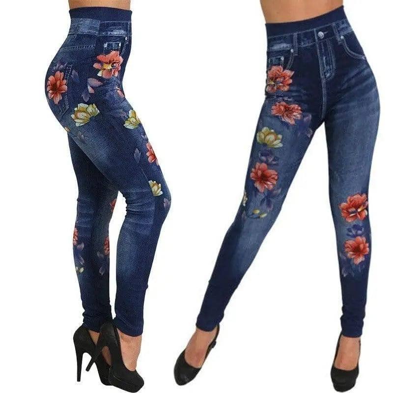 LOVEMI - Knitted denim print leggings