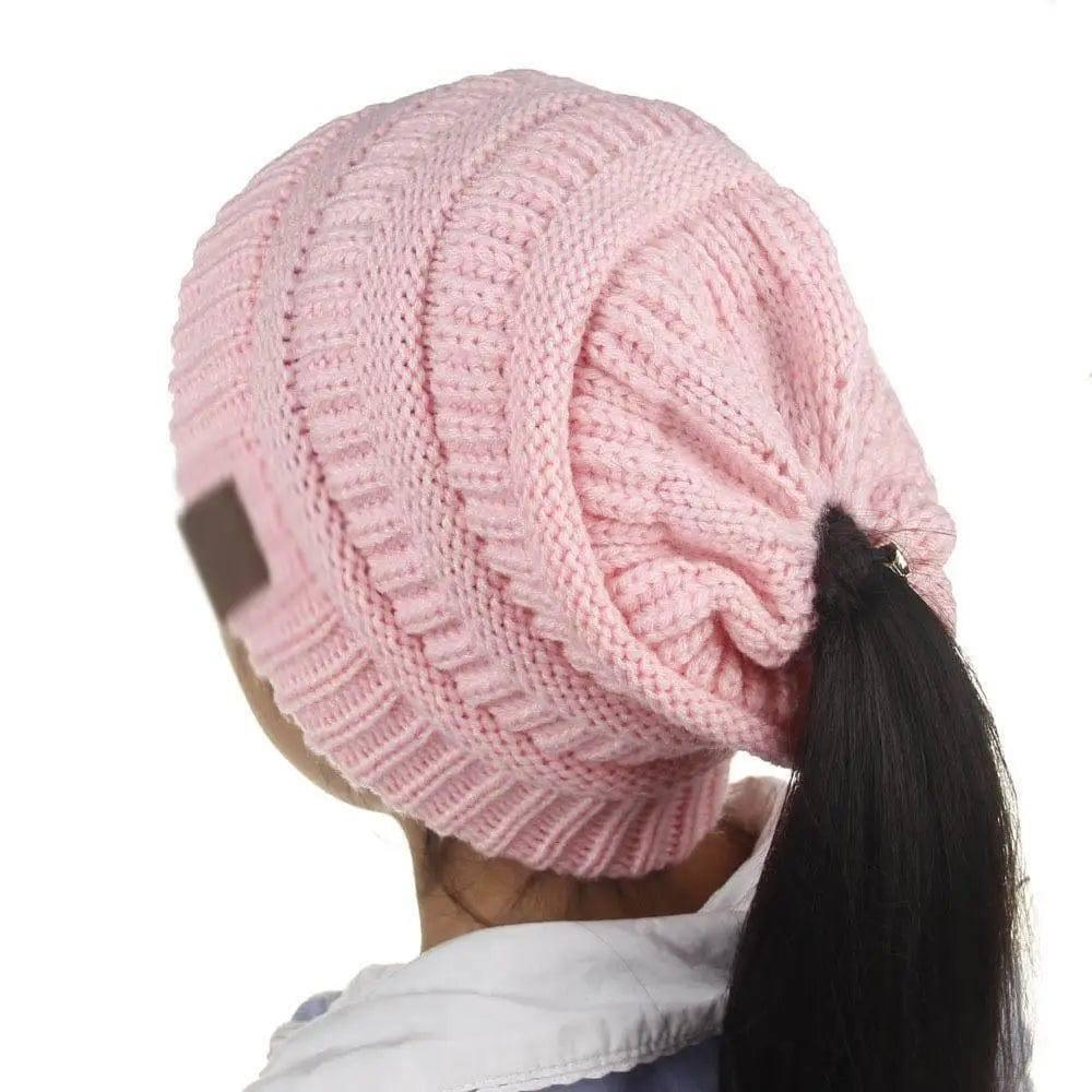 Knitted Ponytail Hat, Women's Wool Hat Fashion-Childpink-22