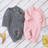 Knitted solid color baby jumpsuit-1